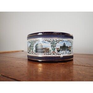 Rome Italy Trinket Holder Key Bowl Blue Glass Ashtray Vintage Travel Europe